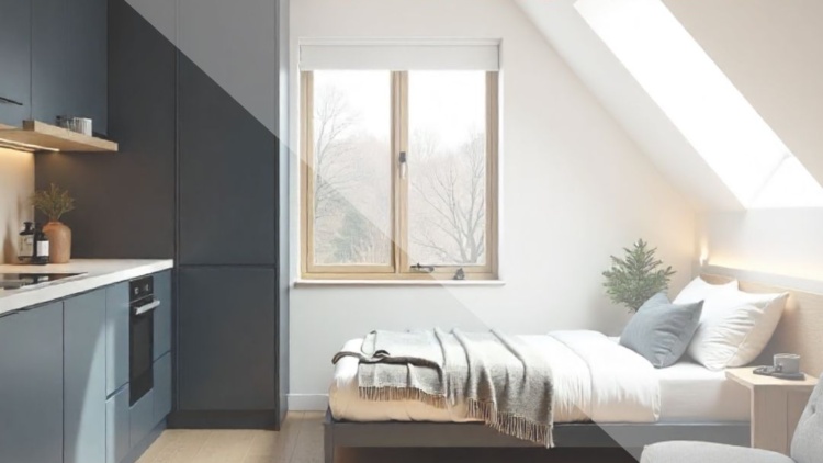 Modern attic conversion with natural light and a multifunctional bedroom space, designed for flexible family living over the next decade.