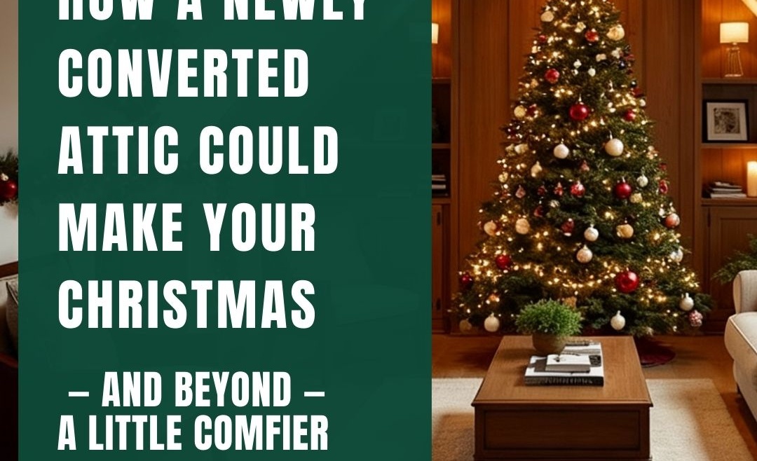 Festive attic examples showing guest room, playroom, and quiet retreat ideas for Christmas and winter use.