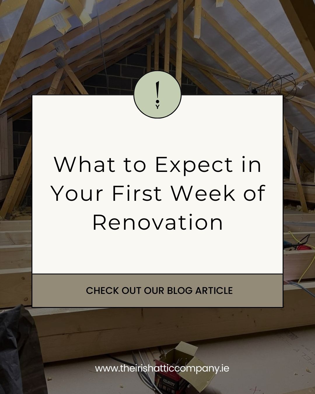 Attic under renovation with exposed beams and timber framing, illustrating the early stages of a professional attic conversion in Ireland.