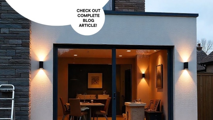 Home exterior showing a modern extension-style interior, representing added living space without changing the home’s footprint.