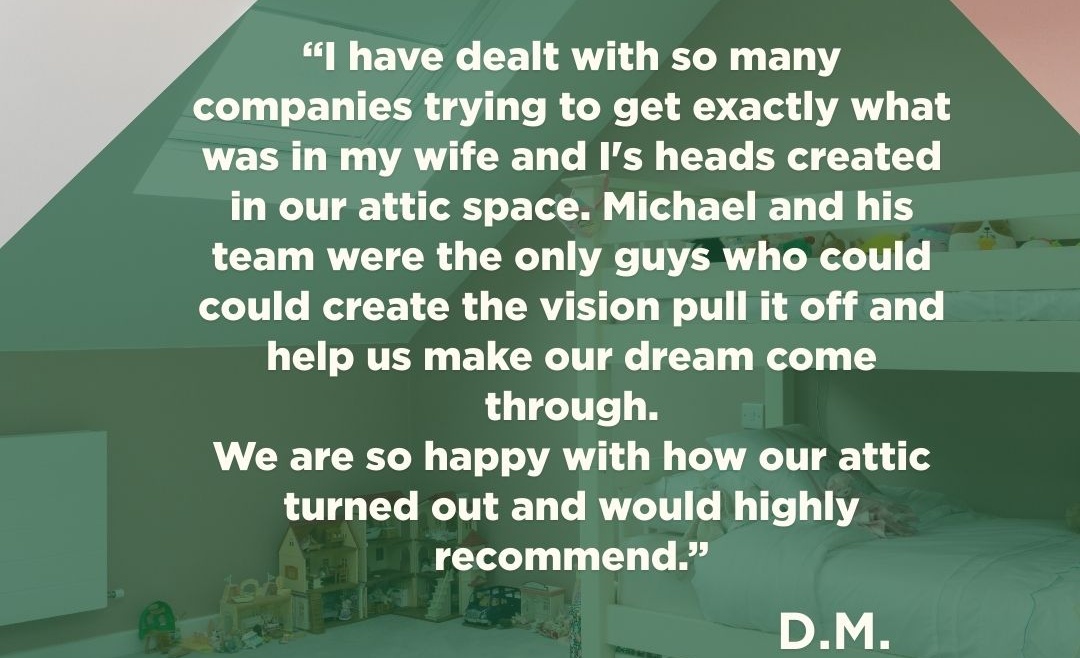 Converted attic playroom with bunk bed, skylights, and soft pink walls