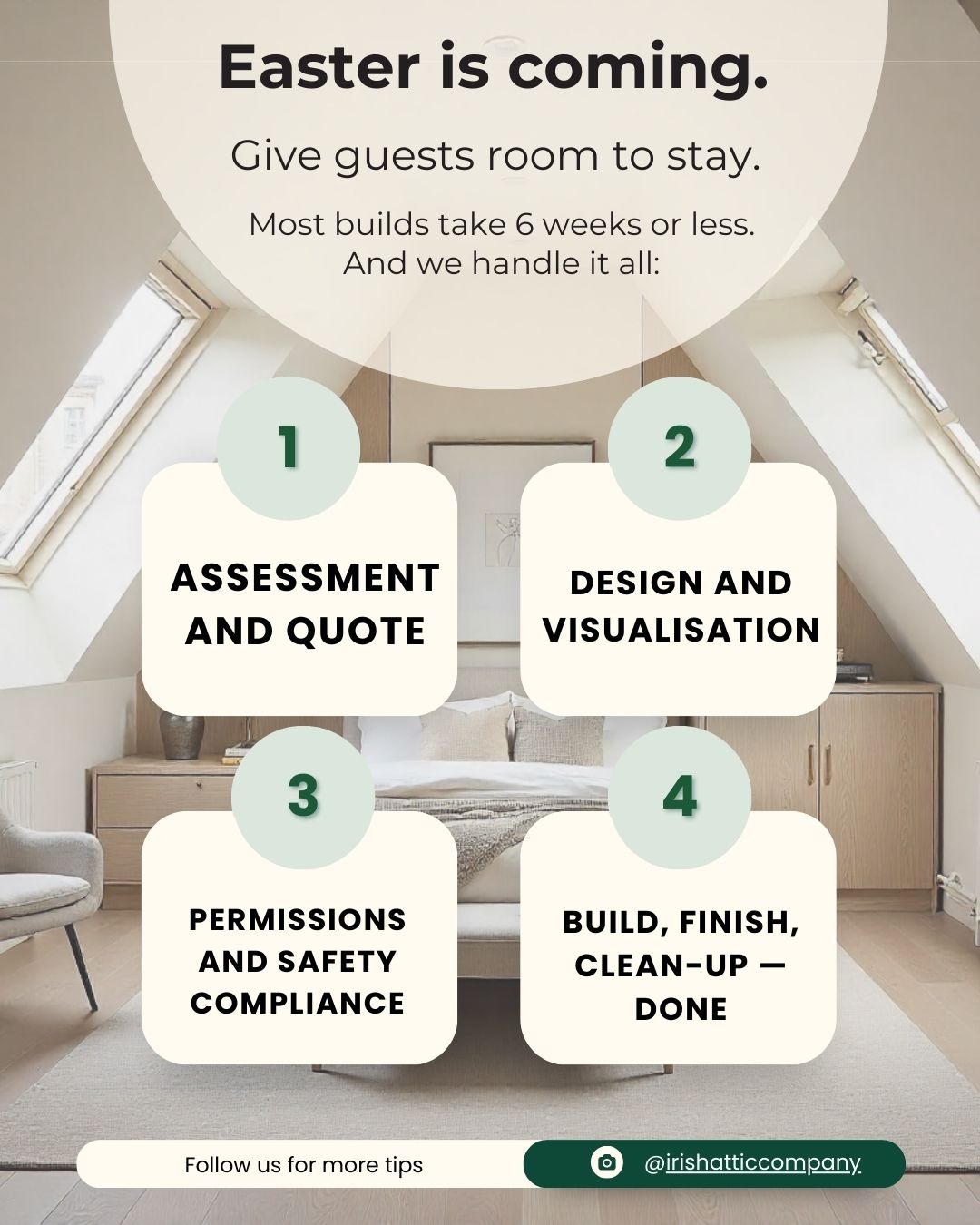 Four steps to convert attic into guest-ready room with design and build timeline